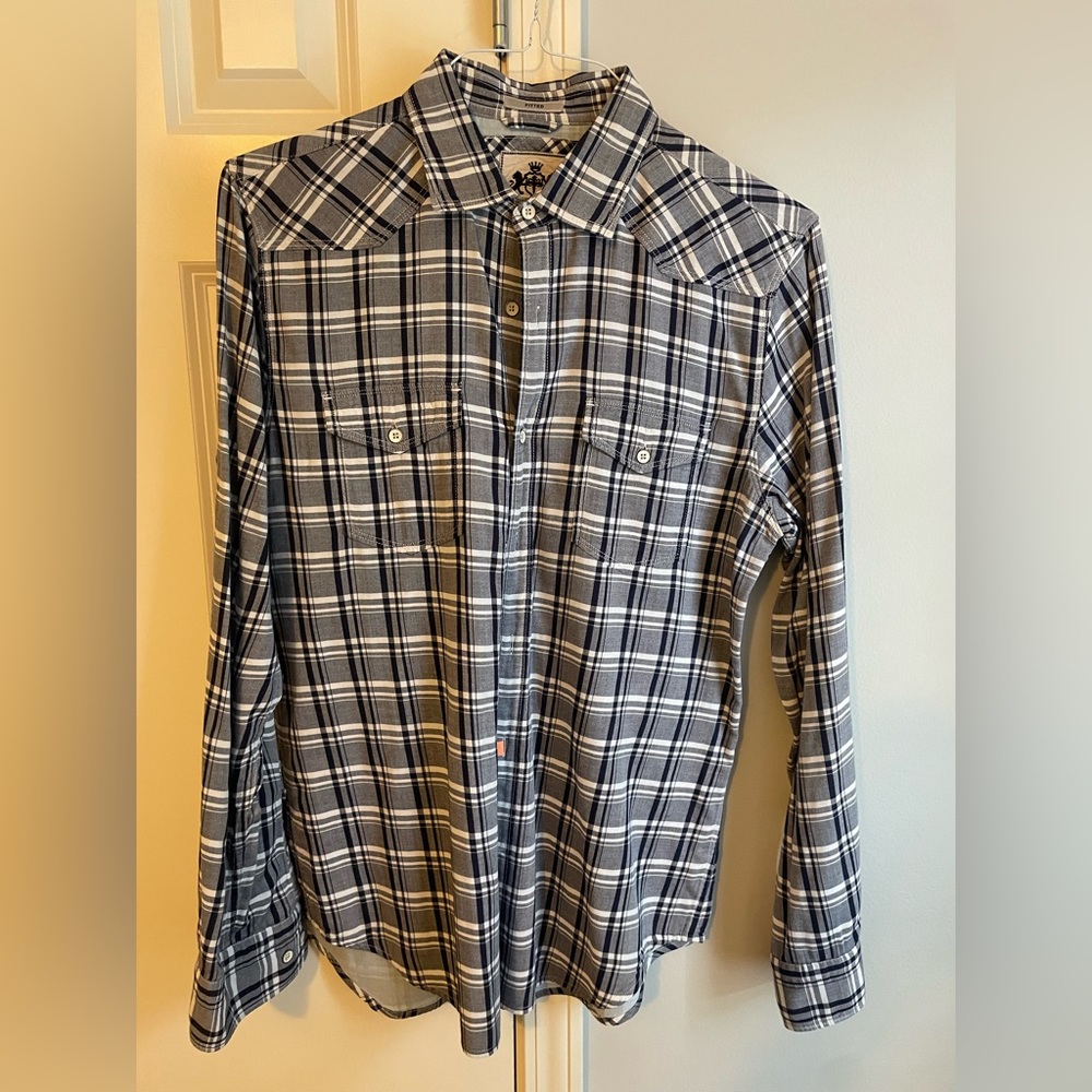 Express Fitted Plaid Button Down Shirt